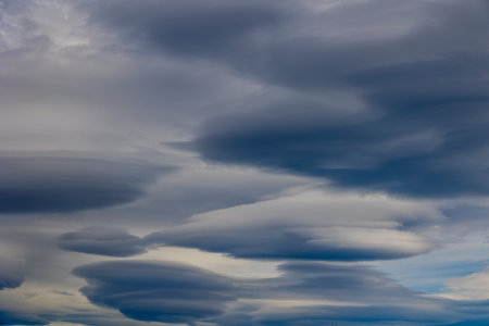 beautiful sky with gray big round amazing clouds