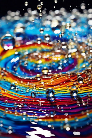 cute graphic with water drops and rainbow colorful backgroundの素材