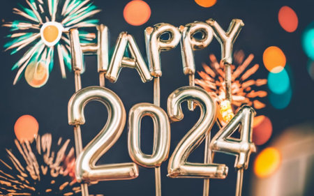 colorful happy 2024 graphics for the new coming yearの素材