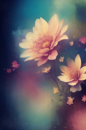 beautiful graphics, delicate wild flowers, space for textの素材