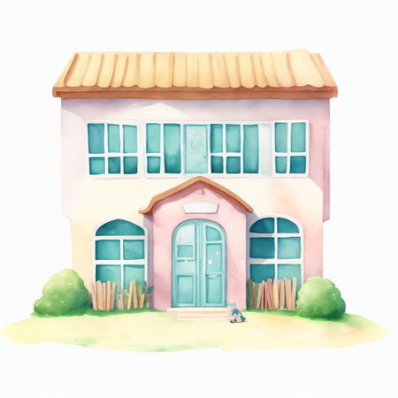 graphic school building on a white background beginning of the school yearの素材