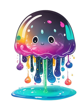 beautiful colorful jellyfish on a white background multicolored graphicsの素材