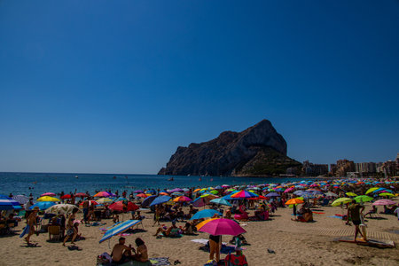 beautiful beach landscape in Calpe, Spain on a summer sunny holiday dayの写真素材