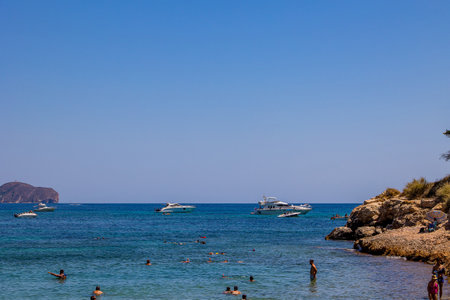 beautiful beach landscape in Calpe, Spain on a summer sunny holiday dayの写真素材