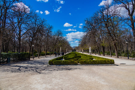 Retiro park in madrid spain in spring day urban landscape