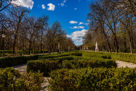 Retiro park in madrid spain in spring day urban landscapeの写真素材