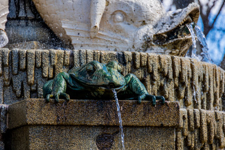big fountain in Madrid's Retiro Park on a spring day