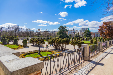 Retiro park in madrid spain in spring day urban landscape