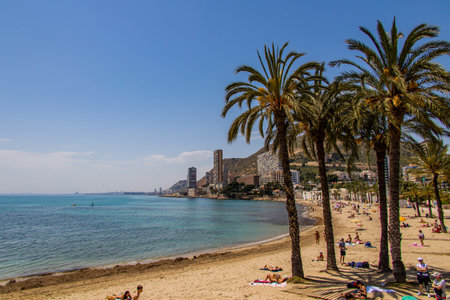 beautiful beach landscape in Alicante on a warm summer day Spainの写真素材