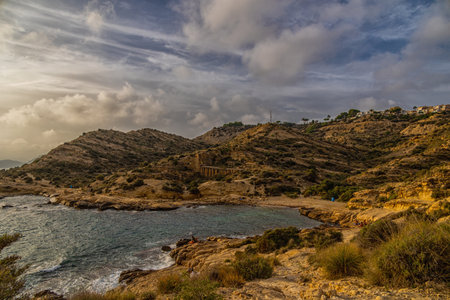 beautiful landscape of the seafront of Alicante Spain on a warm sunny autumn dayの写真素材