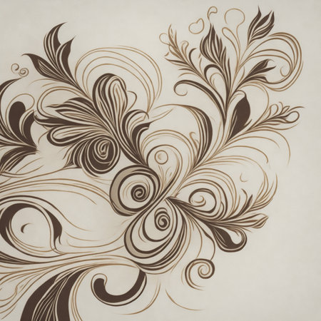 beautiful graphics stylized flower green and gold vintageの素材