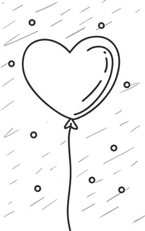 beautiful minimalist graphics one line heart shaped balloonの素材