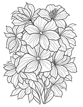 big flowers coloring book for children and adultsの素材