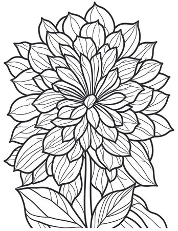 big flowers coloring book for children and adultsの素材