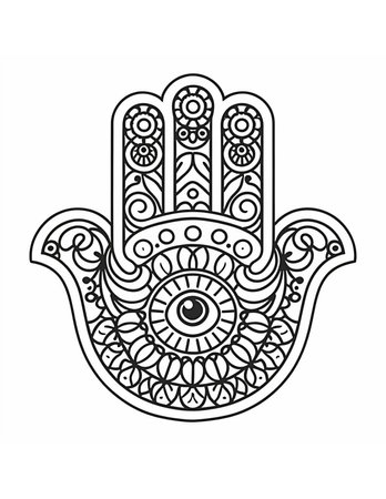 big hamsa graphics coloring pageの素材
