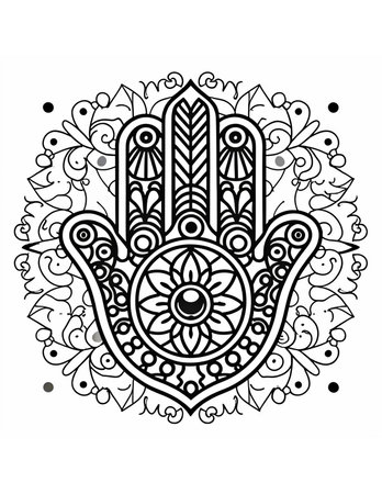 big hamsa graphics coloring pageの素材