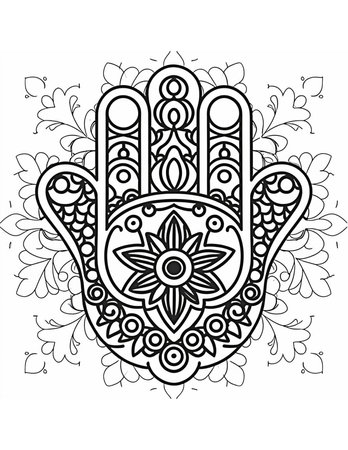 big hamsa graphics coloring pageの素材