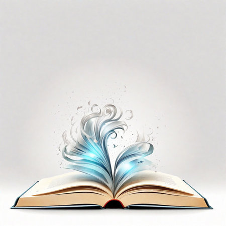 beautiful watercolor graphics with a book with blue smokeの素材