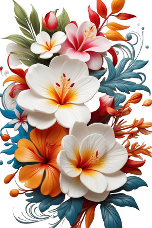 beautiful graphics, large white flowers frangipaniの素材