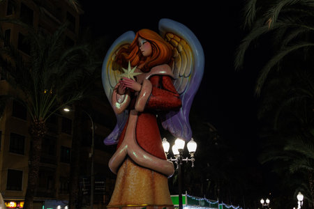 big angel decoration for christmas in the spanish city of Alicanteの写真素材