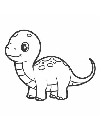 Brontosaurus beautiful coloring page for children cute dinosaurの素材