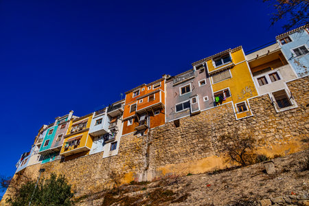 beautiful colorful city landscape from the city of Villajoyosa in Spainの写真素材