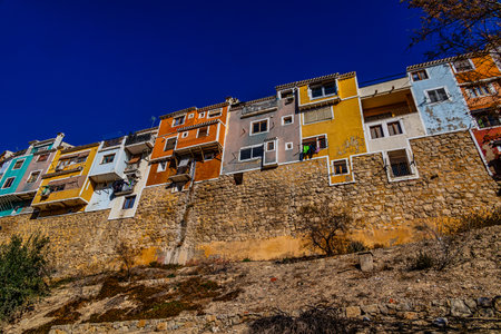 beautiful colorful city landscape from the city of Villajoyosa in Spainの写真素材
