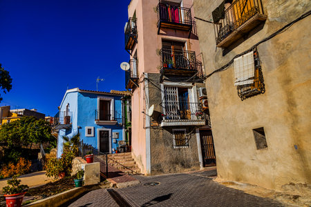 beautiful colorful city landscape from the city of Villajoyosa in Spainの写真素材