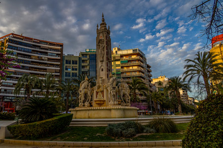 beautiful Luceros square in the city of Alicante in Spainの写真素材