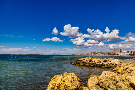 beautiful landscape with blue sky from the city of Sana Pola in Spainの写真素材