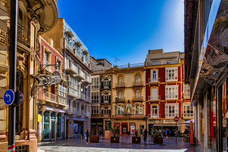A grand historic building is centered within a lively square Cartagena.の写真素材
