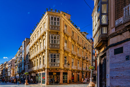 A grand historic building is centered within a lively square Cartagena.の写真素材