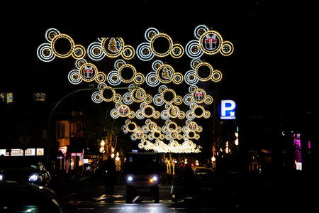 the streets of Alicante decorated for Christmasの写真素材
