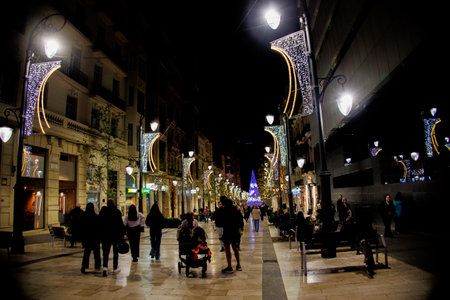 the streets of Alicante decorated for Christmasの写真素材