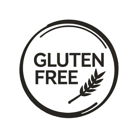 A circular logo features the text GLUTEN FREE accompanied by a stylized wheat stalkの素材
