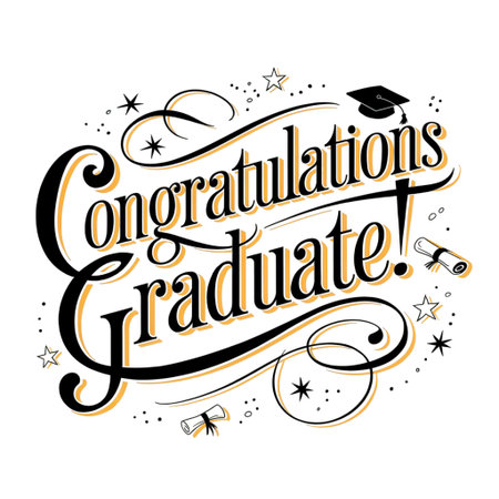 design reads Congratulations Graduate adorned with stars, a graduation capの素材