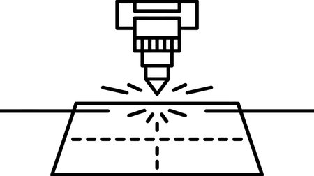 A minimalist icon depicting a laser cutting machine.のイラスト素材