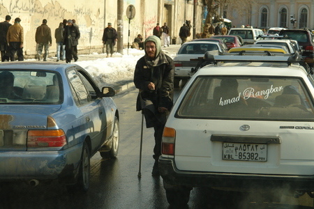 Kabul, Afghanistan - February 2, 2012: a Street in downtown Kabul. Documentary edition.のeditorial素材
