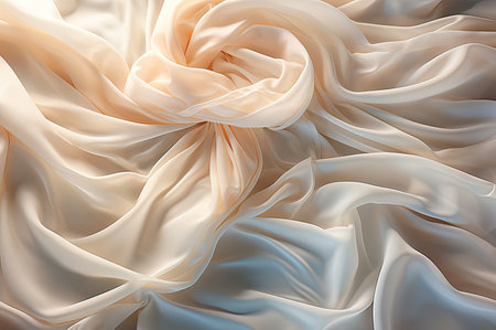 Beautiful light blue and peach tulle fabricの写真素材