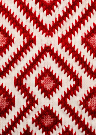 Close up on knit woolen red textureの写真素材