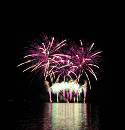 Pink fireworksの写真素材
