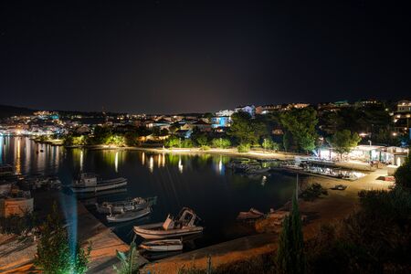 okrug Gornji marina at night, Ciovo Islandの写真素材