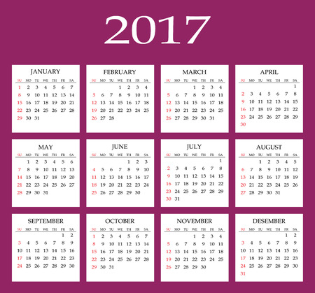 Calendar 2017. Simple flat design vector template.のイラスト素材