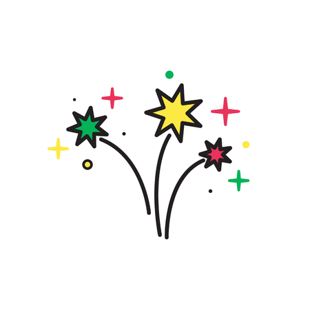 Colorful Bright Firework Isolated on White Background. Firework silhouette icon. Firework icon.のイラスト素材