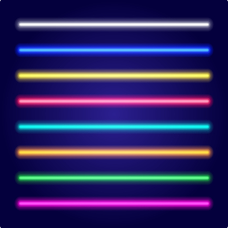 Neon tube light. Vectorillustration. Set of color laser beams.のイラスト素材