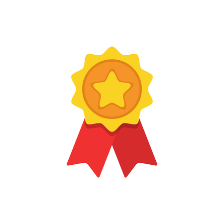 Badge with ribbons icon, vector illustration. Award  icon Flat design style.のイラスト素材