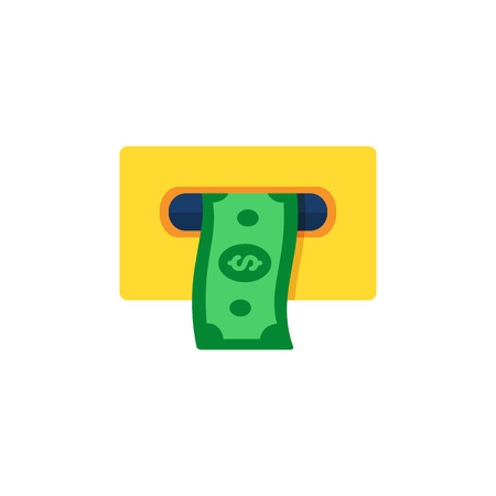 ATM Cashout icon. Payment through ATM.  Flat style vector illustration.のイラスト素材