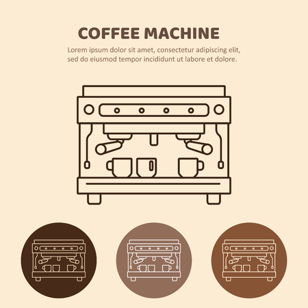 Modern coffee machine line icon. Coffee maker with cups. Household appliances isolated on colored background.の写真素材