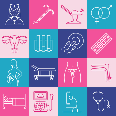 Vector gynecology symbols icon set.のイラスト素材