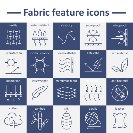 Fabric feature line icons. Pictograms with editable strokeのイラスト素材